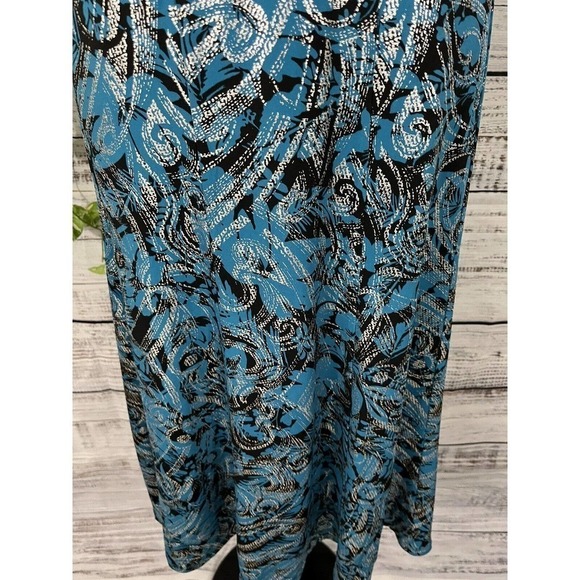 Anthony Skirt size Medium Blue Silver Black Swirls Long A Line Stretch Modest - Picture 7 of 12